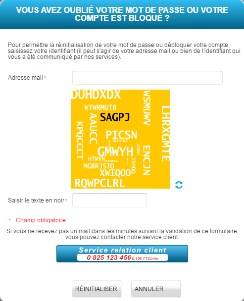 R&eacute;initialisation Mot de passe